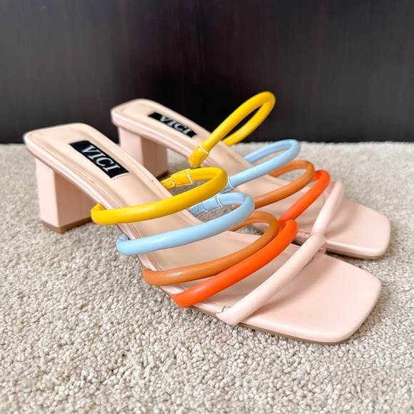Vici Shoes - VICI Multicolor Strappy Block Heel Sandals